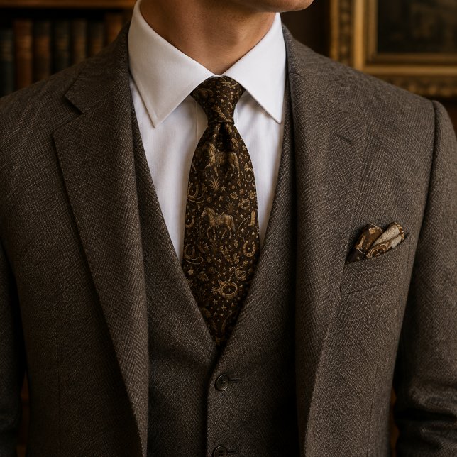 Corbata Oro Marrón Oscuro Patrimonio Ecuestre (Subido por el creador)
