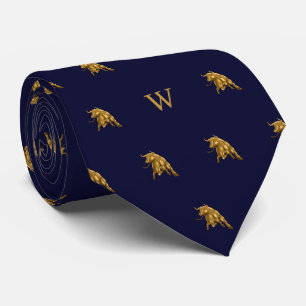Corbata Oro Metálico Toro Monograma Iniciales Azul