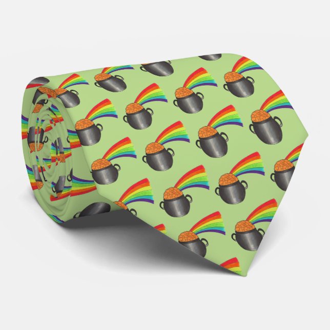 Corbata Oro: Oro, verde arcoiris. (Enrollado)