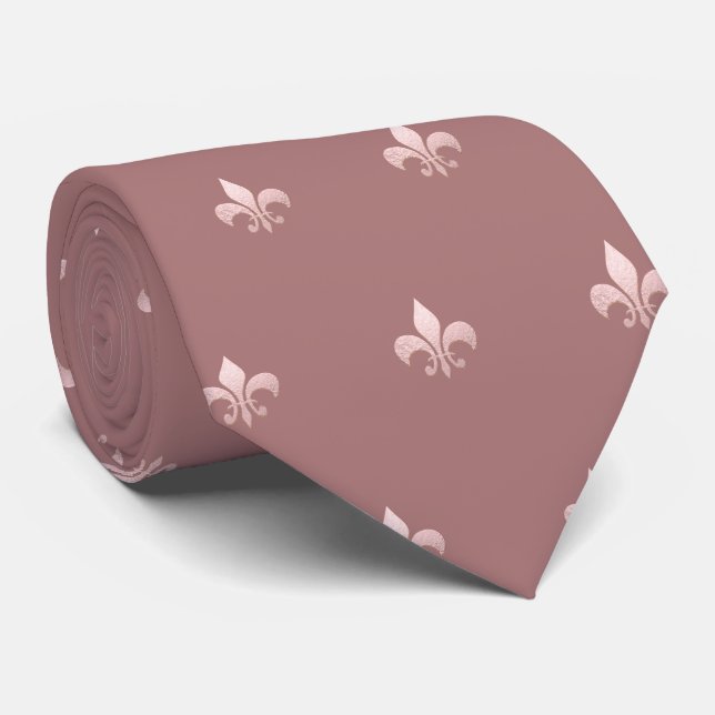Corbata Oro Rosa Falso Fleur de lis DIY Rosa Polvo (Enrollado)