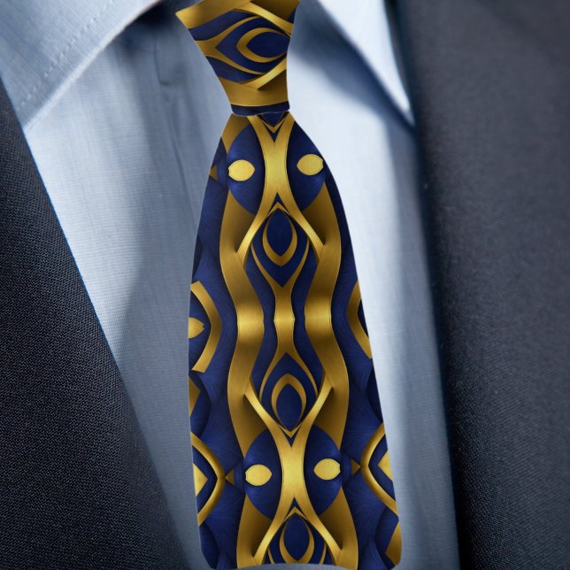 Corbata Oro sobre patrón moderno de zafiro (Subido por el creador)