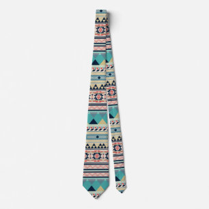 Corbata Oro tribal de la turquesa del rosa del modelo del