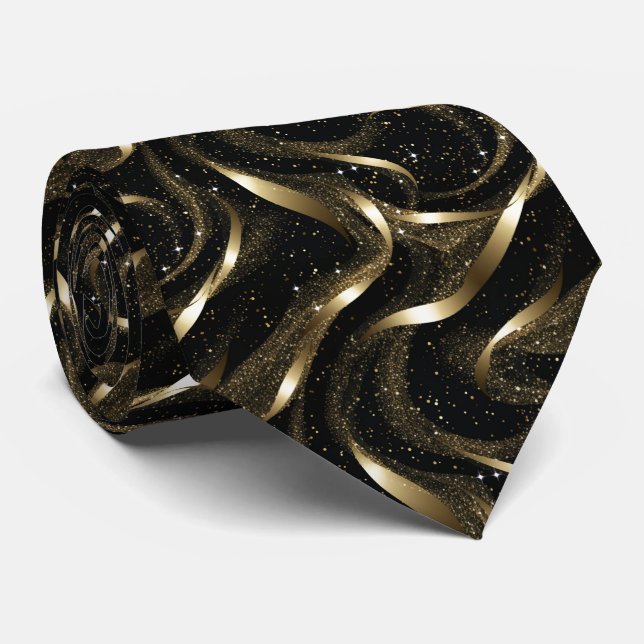 Corbata Oro y negro elegantes (Enrollado)
