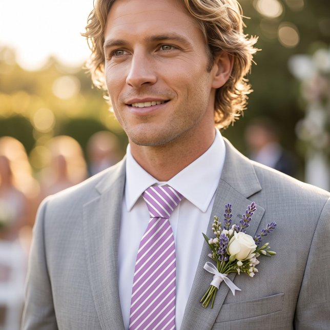 Corbata Orquídea Morado y Blanco a Rayas (Subido por el creador)