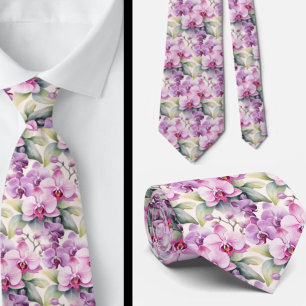 Corbata Orquídeas Arcoíris Pastel Lila Rosa Púrpura