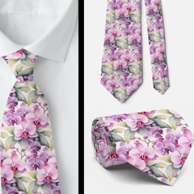 Corbata Orquídeas Arcoíris Pastel Lila Rosa Púrpura (Subido por el creador)