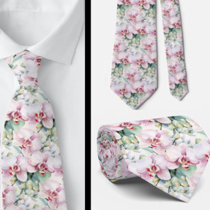 Corbata Orquídeas Arcoíris Pastel Lila Rosa Púrpura