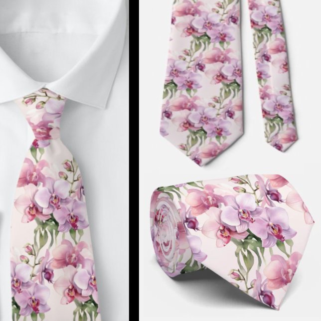 Corbata Orquídeas pastel lavanda rosa púrpura (Subido por el creador)