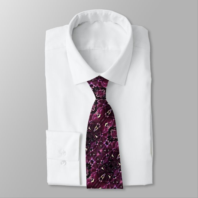 Corbata Orquídeas púrpuras oscuras de los hombres (Atado)