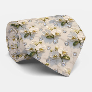 Corbata Orquídeas y Diamantes Falso Seda
