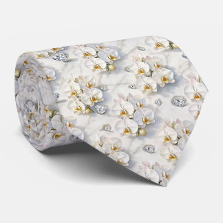 Corbata Orquídeas y Diamantes Falso Seda
