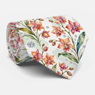 Corbata Orquídeas y Diamantes Falso Seda