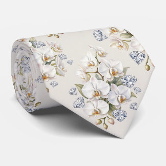 Corbata Orquídeas y Diamantes Falso Seda