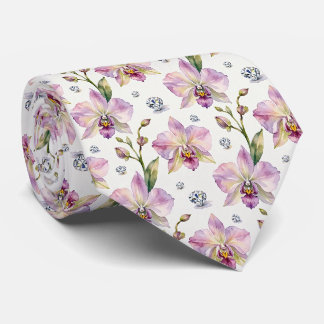 Corbata Orquídeas y Diamantes Falso Seda