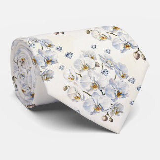 Corbata Orquídeas y Diamantes Falso Seda