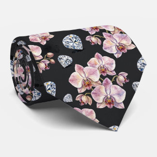 Corbata Orquídeas y Diamantes Falso Seda