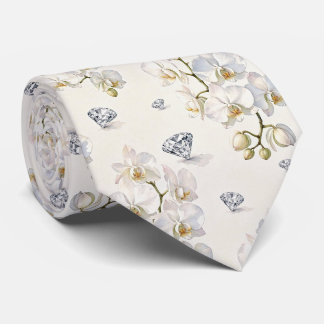 Corbata Orquídeas y Diamantes Falso Seda