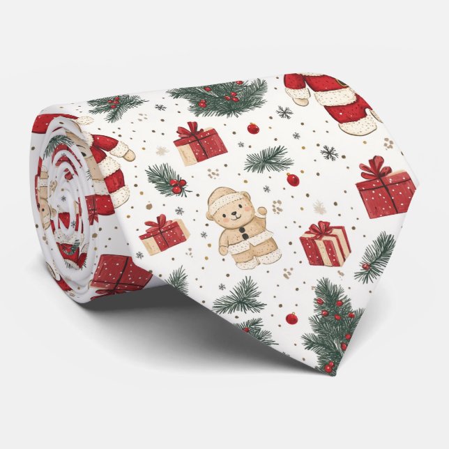 Corbata Osito de Navidad Patrón de Santa (1) (Enrollado)