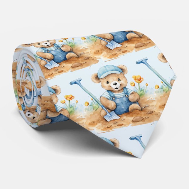 Corbata Oso de peluche azul  (Enrollado)