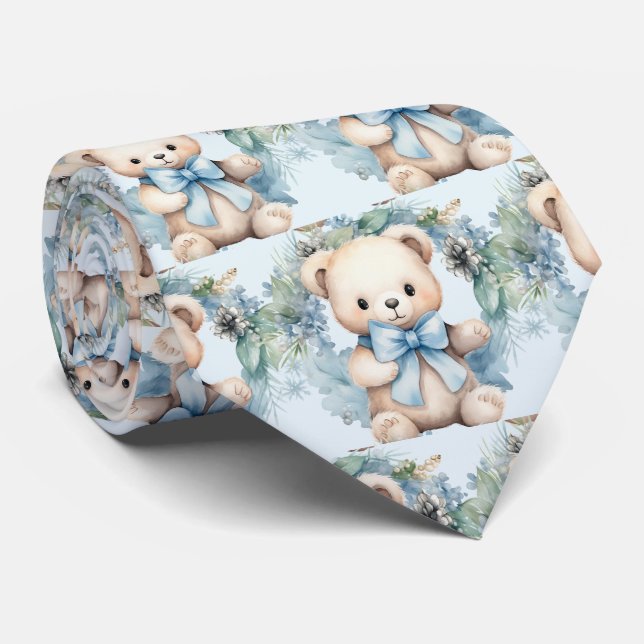 Corbata Oso de peluche azul  (Enrollado)