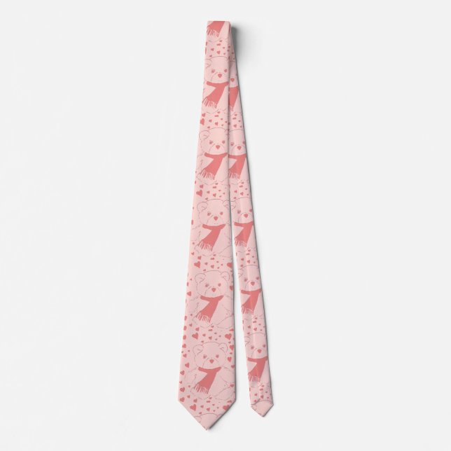 Corbata oso de peluche de tono rosa (Anverso)
