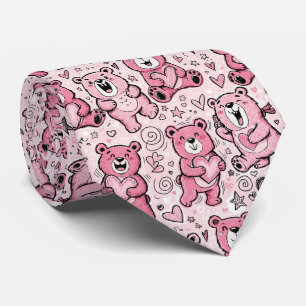 Corbata Oso de peluche Kawaii patrón rosa