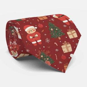 Corbata Oso de peluche lindo y Santa en rojo (2)