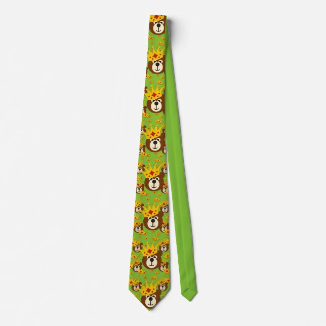 Corbata Oso de peluche sonriente con corona (Anverso)