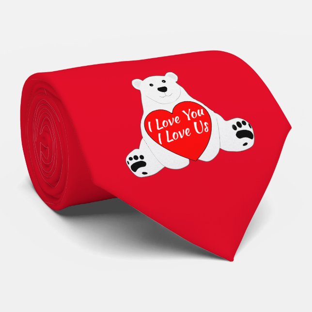 Corbata Oso de San Valentín sosteniendo un corazón (Enrollado)