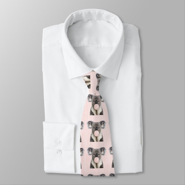 Corbata Oso Koala Soplando chicle rosa    (Atado)