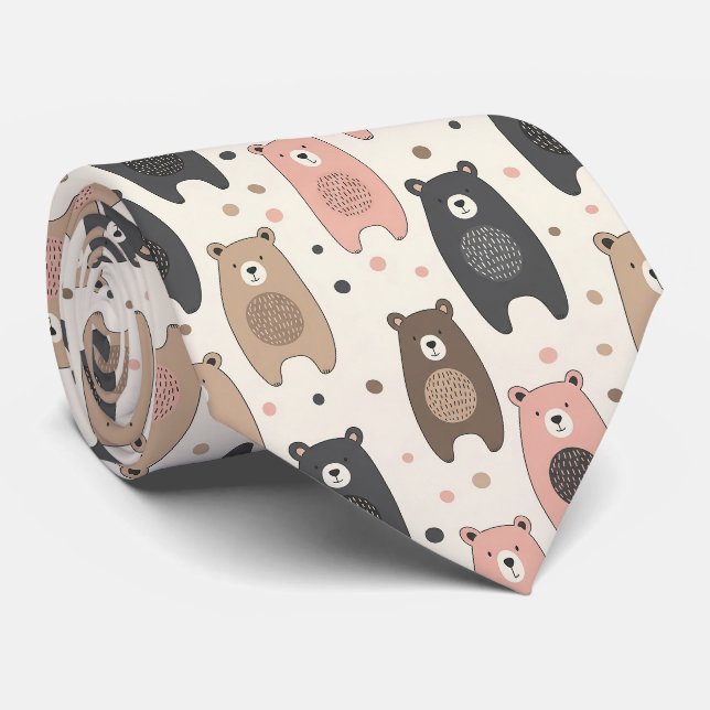 Corbata Oso Lindo - Suave Bosque Pastel (1) (Enrollado)