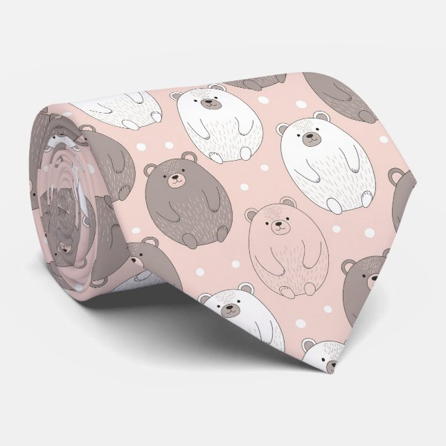 Corbata Oso Lindo - Suave Bosque Pastel (2) (Enrollado)