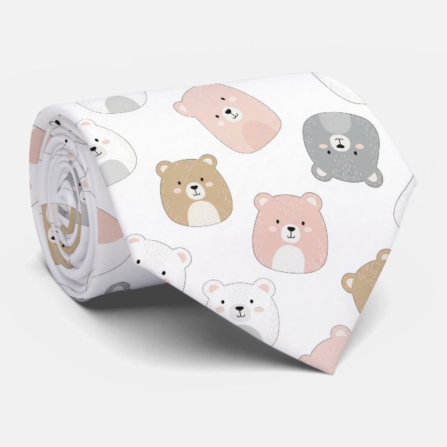 Corbata Oso lindo y corazones -- Guardería pastel (1) (Enrollado)