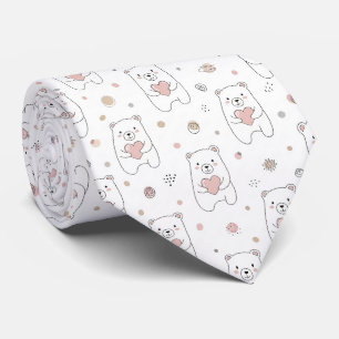 Corbata Oso lindo y corazones -- Guardería pastel (2)