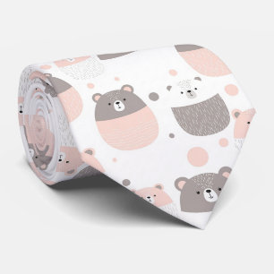 Corbata Osos Bebés Modernos en Rosa y Carbón