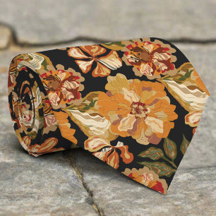 Corbata Otoño Cálido Floral Abstracto Vintage Boda