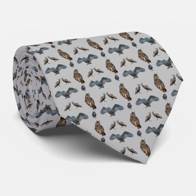 Corbata Owl Frenzy Tie (Gris) (Enrollado)