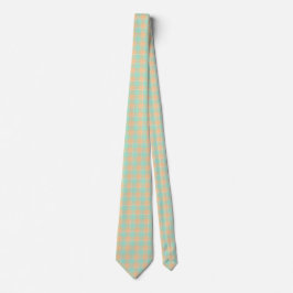 Corbata Padua Green and Corvette Peach Plaid Neck Tie