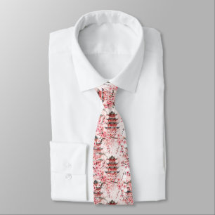 Corbata Pagoda china pastel paisaje flor de cerezo