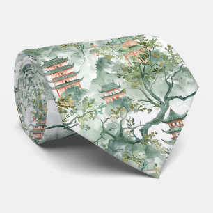 Corbata Pagoda de Marfil Sabio Chinoisería Botánica