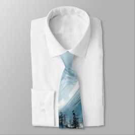 Corbata Paisaje artístico chino pintado Chinoiserie