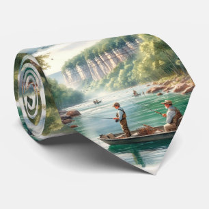Corbata Paisaje Escénico de Aguas Pesca Hombres