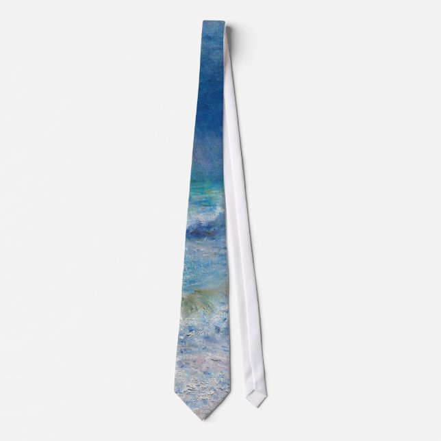 Corbata Paisaje marino azul por pintura impresionista de R (Anverso)