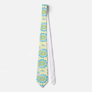 Corbata Paisley azul en amarillo