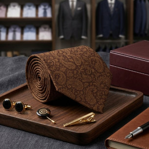 Corbata Paisley Marrón Textura