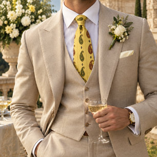 Corbata Paisley Patrimonio Mantequilla Amarillo y Burdeo