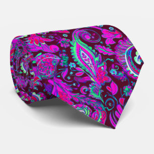 Corbata Paisley Psicodélico Púrpura