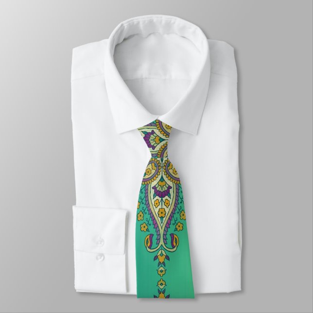 Corbata Paisley sobre Verde (Atado)