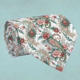 Corbata Paisley Vintage Look Rosa Burgundy Green House