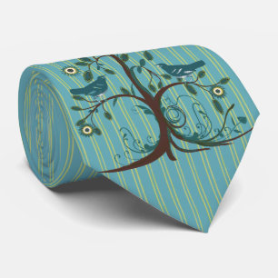 Corbata Pajaritos de Amor Vintage Remolino Franja Árbol Bo